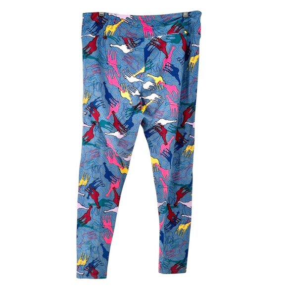 LuLaRoe Leggings Womens Tall and Curvy Blue Multicolor Giraffes Size 12-22 Soft - Picture 8 of 9